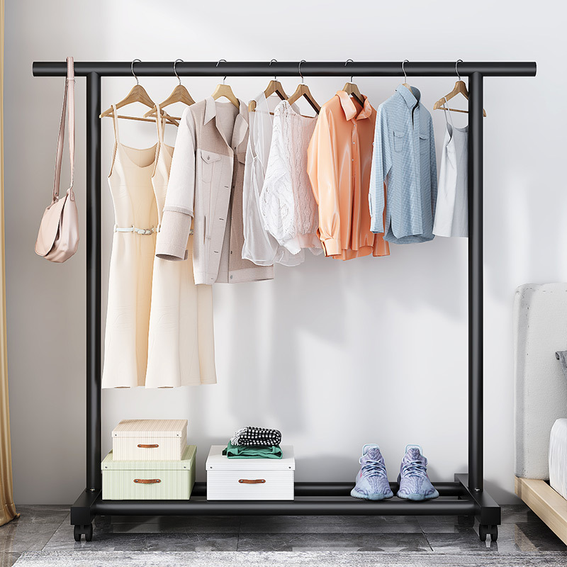 Percha de gorras para el suelo doméstico dormitorio móvil ropa crema simple dormitorio percha de ropa percha de secado percha vertical