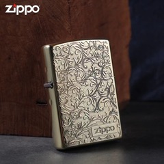 Zippo純正品両面精雕唐草灯油綿防風ライター個性復古男性女性プレゼント