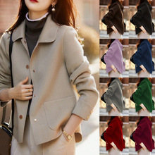 欧美双面毛呢大衣女西装大衣2025秋冬季新款韩版翻领短款外套上衣