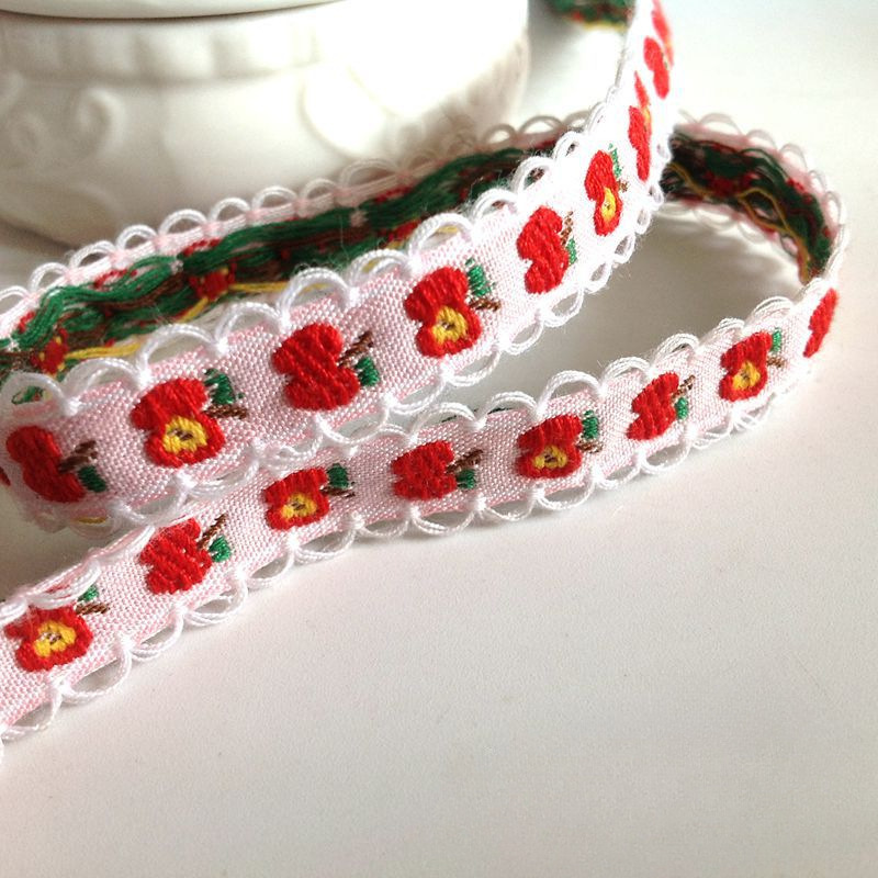 Accesorios hechos a mano cinta zakka algodón lindo dibujos animados bordado de frutas encaje tela tela tocado ropa de bebé