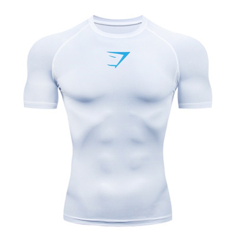White blue label + short sleeves