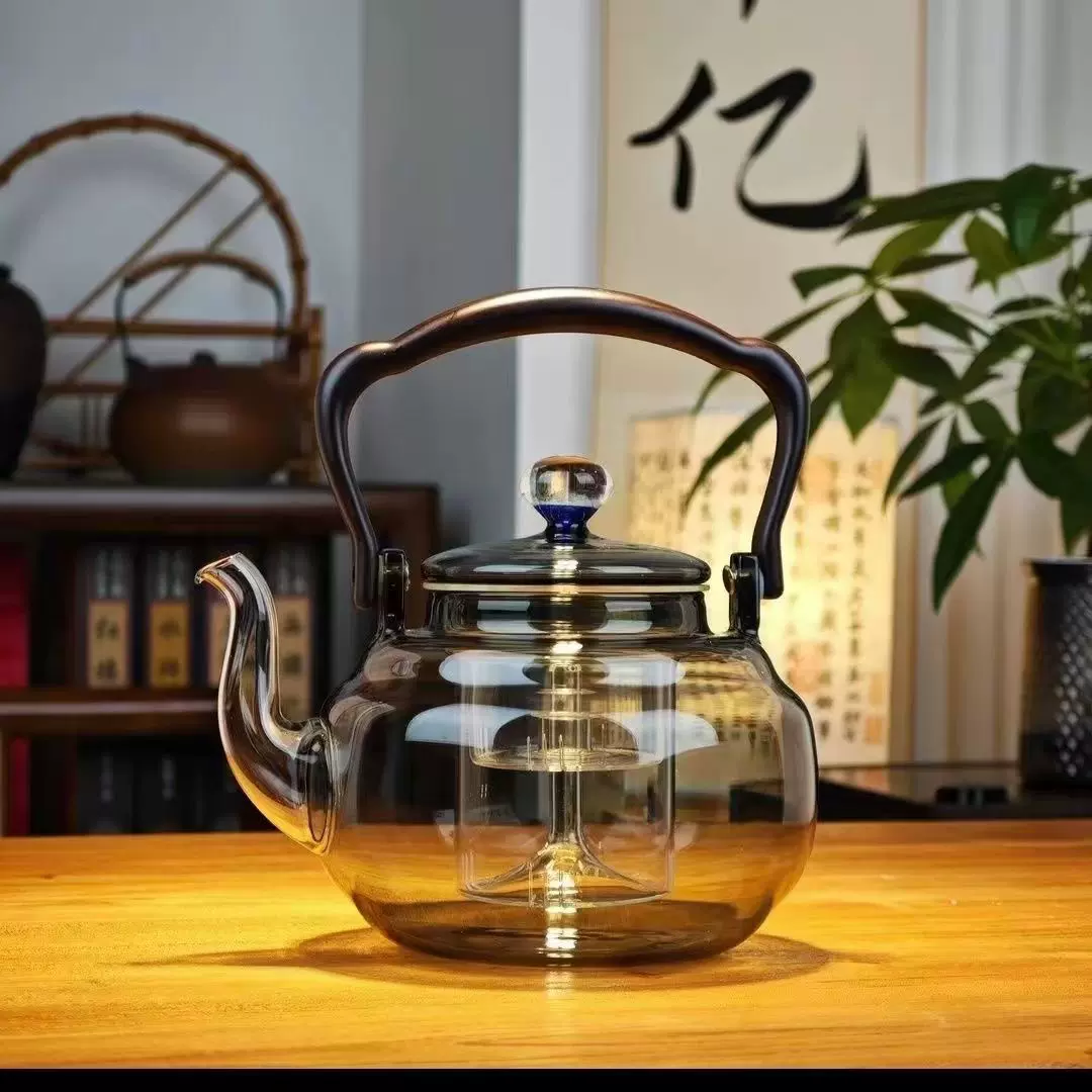 围炉煮茶星空壶蒸煮一体花茶壶电陶炉加热烟灰茶壶耐热玻璃提梁壶