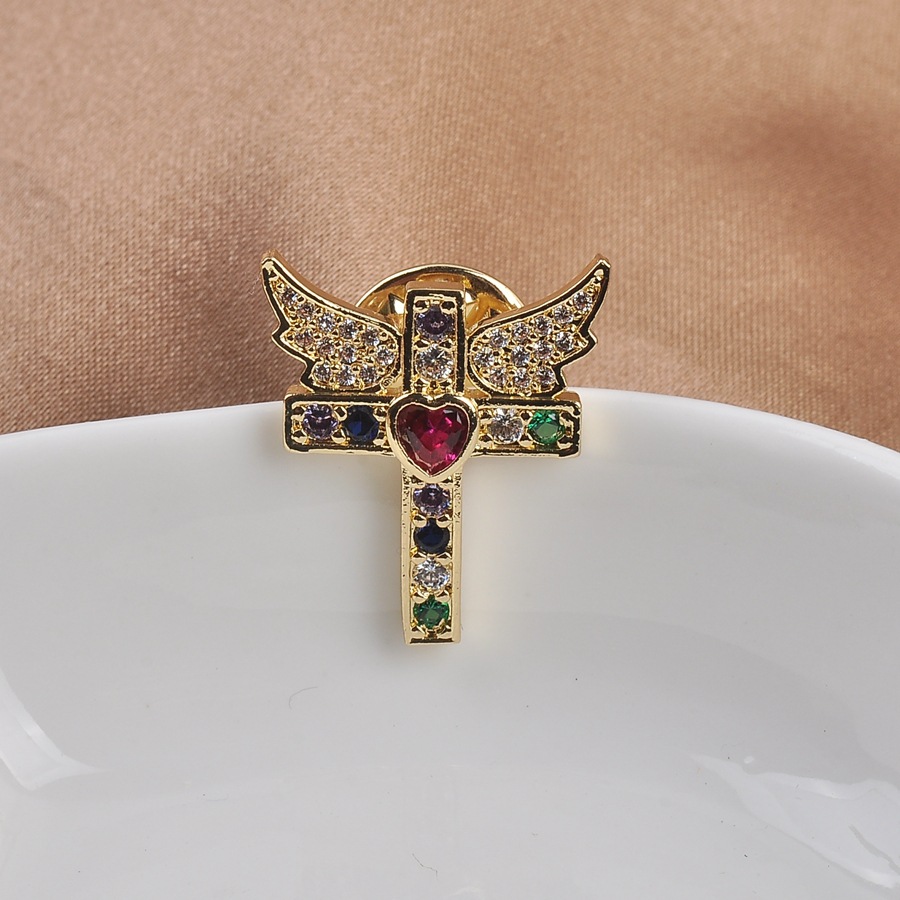 Brooches Classification Retro Classic Style Pin Cross Wings Copper Plating Unisex Brooches
