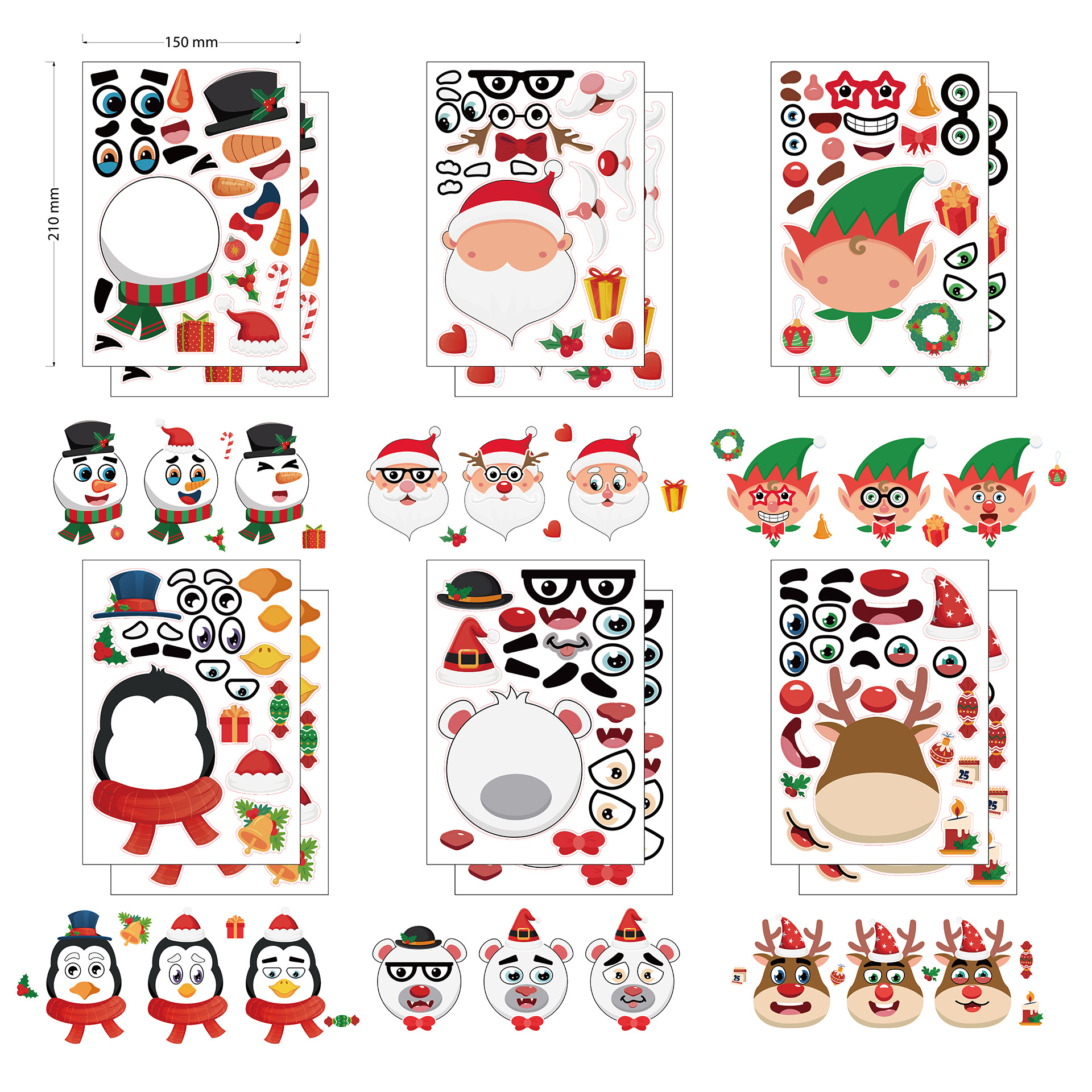 Cute Cartoon Copper Sheet Paper Christmas Decoration Puzzle Stickers display picture 1