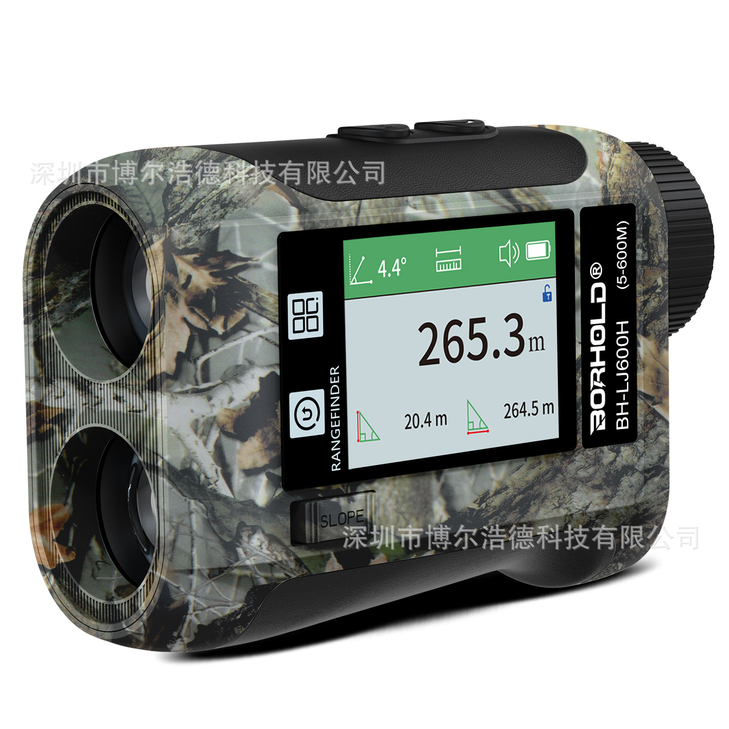 厂家直销迷彩激光测距仪工程测量户外运动侧面触摸显示屏带语音