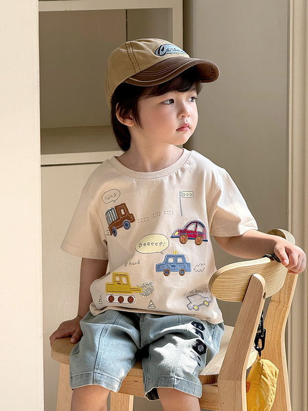 男の子 Tシャツ半袖子供夏服夏薄い 2025 新しい赤ちゃん男の子半袖 Tシャツトレンディな子供服|undefined