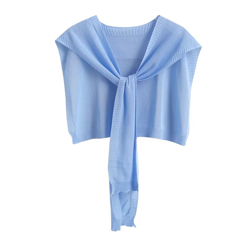 Summer sun protection collar shawl, versatile ice silk knitted knotted scarf, women's short neck protector.