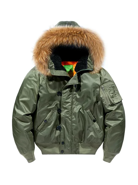 Men's M65 Flight Jacket Short Cotton Coat American Style Outdoor Thickened Hooded Shoulder-Sleeve Oversized Cotton Jacket