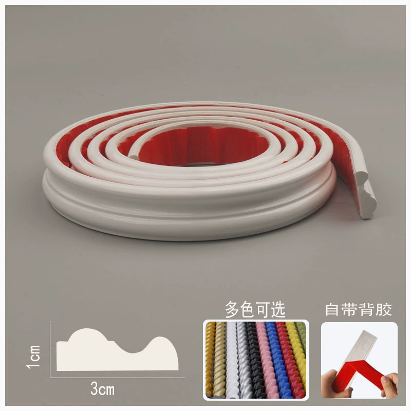 PVC Soft Edge Strip Self-Adhesive, Curved Ceiling & TV Wall Molding, White, Various Widths