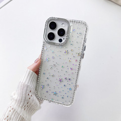 新しいフラッシュダイヤモンドスターは、Apple 17pro携帯電話ケース、軽くて豪華なiPhone16保護カバー、女性用1315透明に適しています。