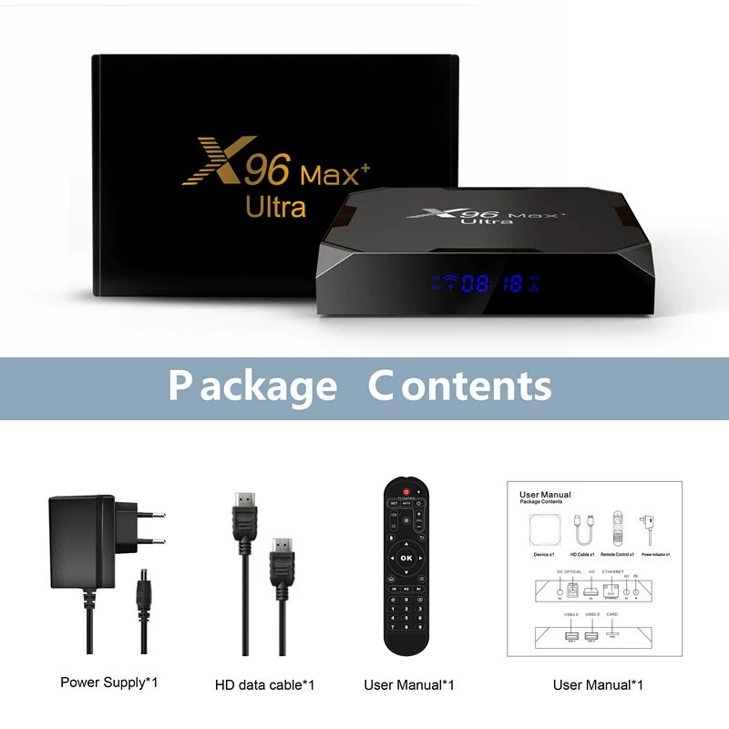 X96 MAX+ Ultra Sky -top box S905X4 Android 11 4G/64G 8K двухчастотный HD плеер