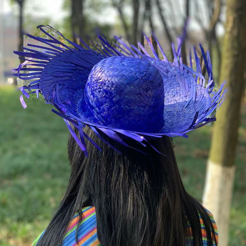 Sun protection hat chicken coop Kwai straw hat Carnival loose edge multi-color straw hat hand woven Easter straw hat spot