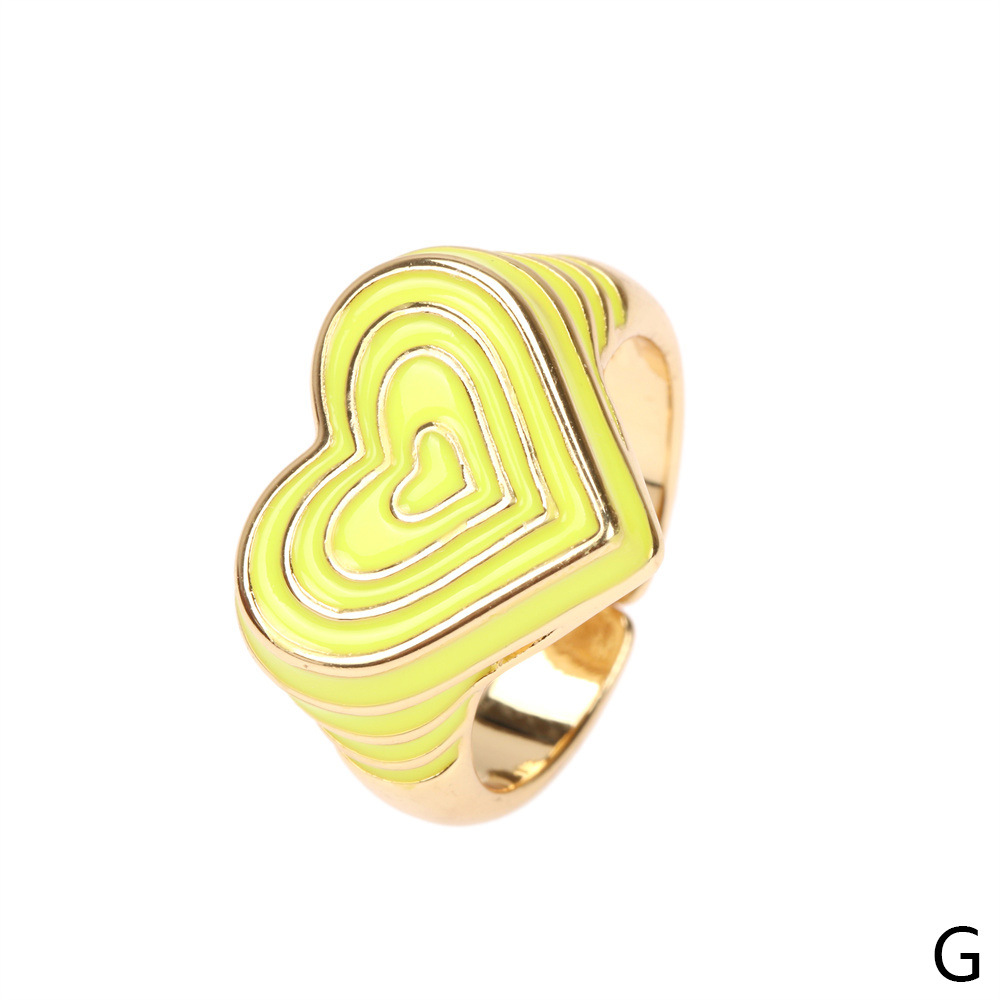 Candy Color Love Enamel Ring Female Fashion Design Drop Oil Forefinger Ring New Fashion Factory In Stock display picture 8