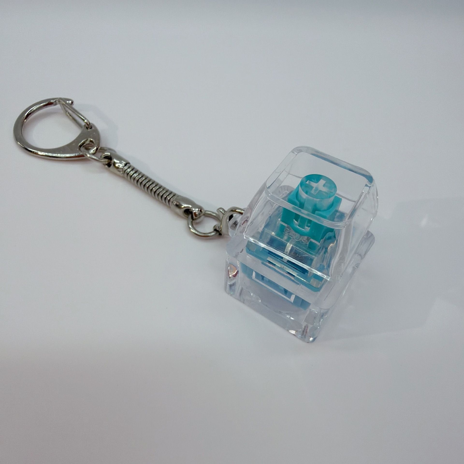 Pc single button - peacock blue shaft + snake bone chain