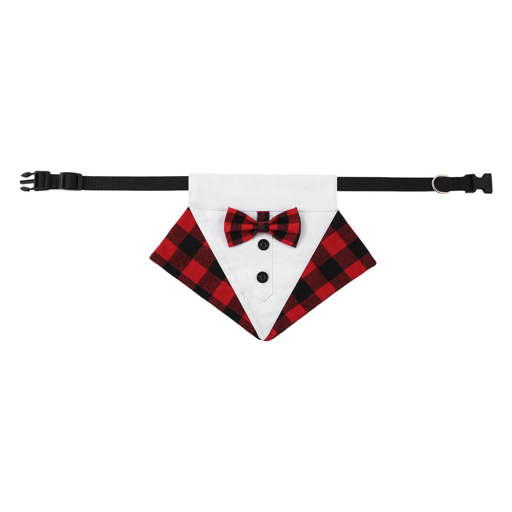 Tanpopo Navidad Plaid arco perro grande saliva toalla mascota perro triángulo toalla collar mascota al por mayor