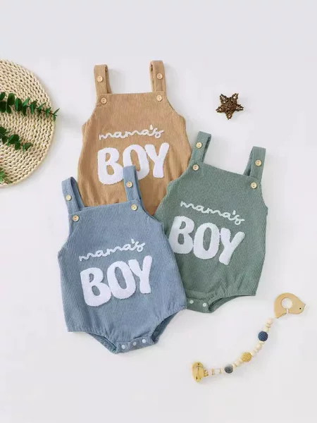 Baby Boy Girl Corduroy Sling Towel Embroidered mama's BOY Hayi DY203