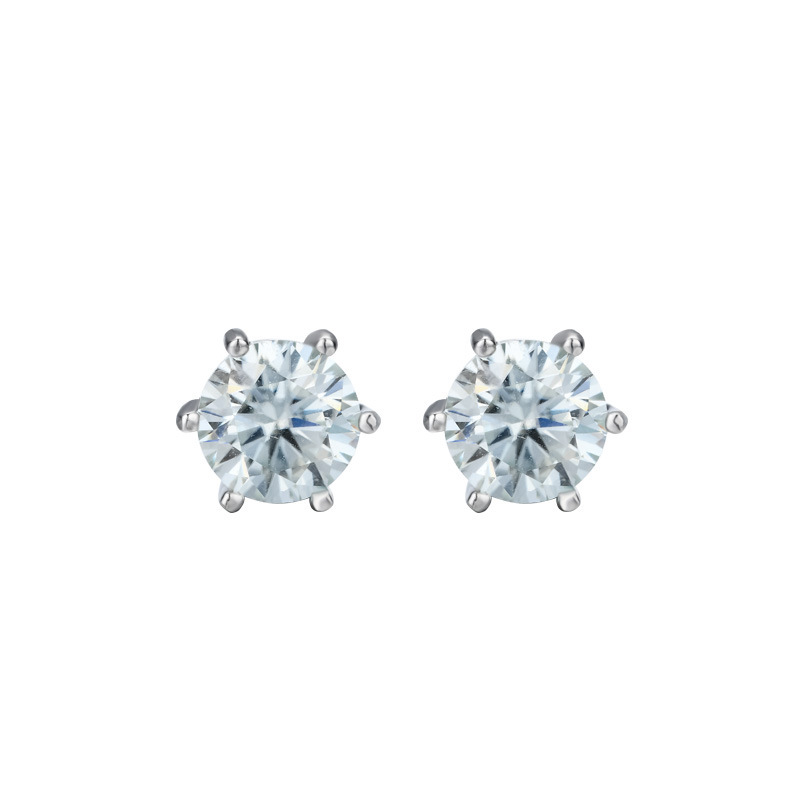 Pendientes de diamantes de color D de productos genuinos 925 plata esterlina 1 quilate para hombres y mujeres mismo hip hop pendientes de seis garras pendientes de diamantes individuales