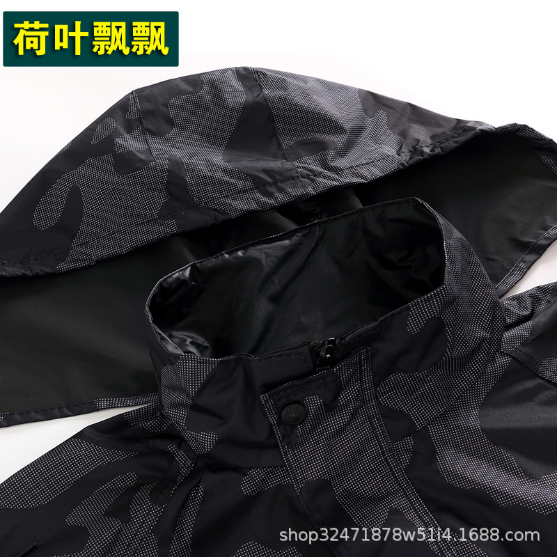 Negro camuflaje impermeable lluvia pantalones traje impermeable transpirable hombres split motocicleta coche eléctrico montar para llevar impermeable