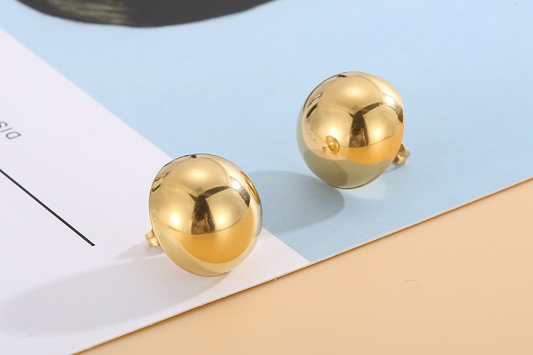 In Stock Wholesale European and American Simple Trendy Stainless Ornament round Beads Necklace and E