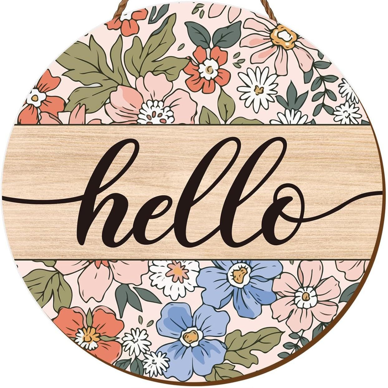 Cross-Border Creative Wooden Crafts Door Sign Garden Round Home Wooden Decoration Welcome Door Sign Plaque Country Style