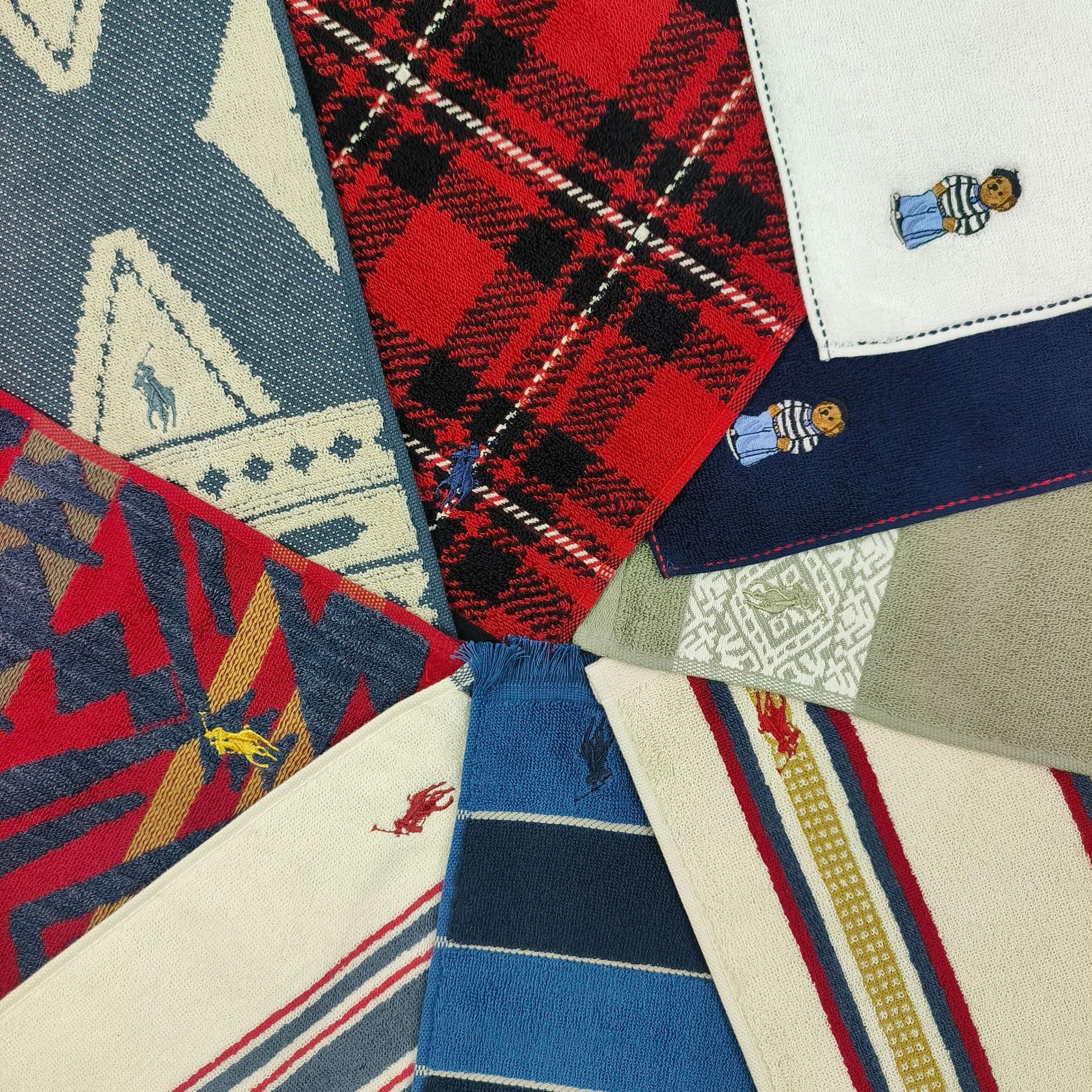 外贸原单出口POLO日本高档色织绣花提花染色精品限量版大方巾面巾