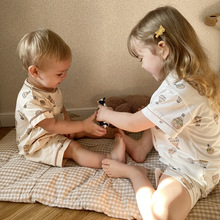 薄款制衣宝宝纯棉家居服儿童睡衣外出连体衣服可爱女童童套装春夏