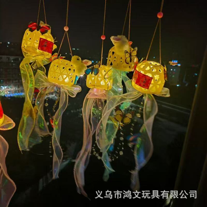 中秋热卖仿竹编小灯笼2026新款手工成品儿童过年元宵兔子花灯挂饰|undefined