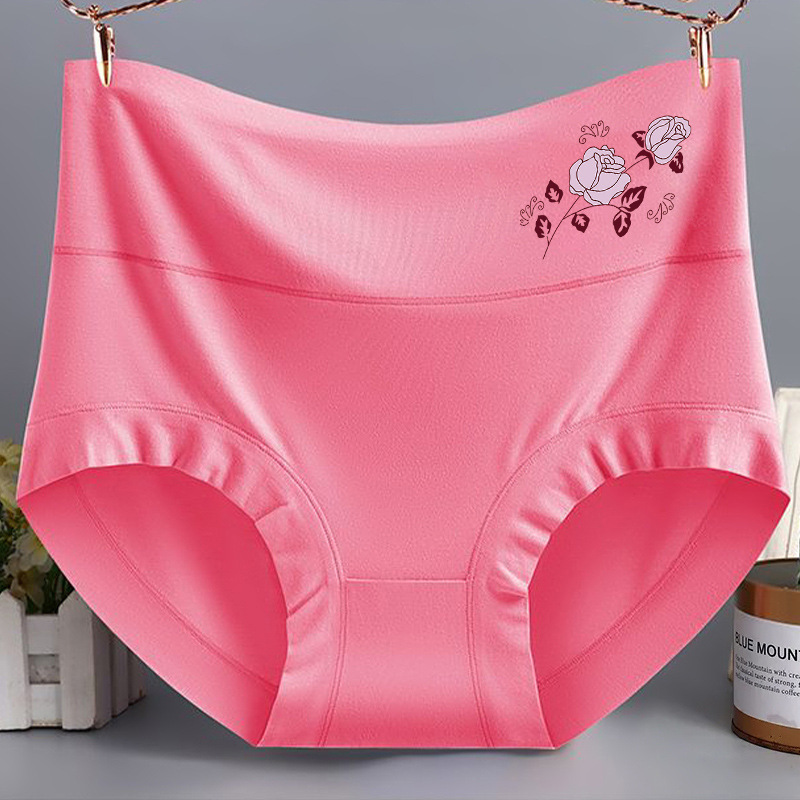 女性パンツモーデール高腰抗菌プリント大サイズの腹を閉じた三角パンツ太ったmm中高年ママパンツ|undefined