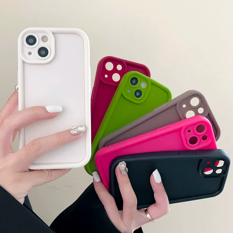Силиконовый чехол Apple, совместимый с iPhone 14 Pro, матовый чехол, защитный, 15 Pro Max, защита от падений