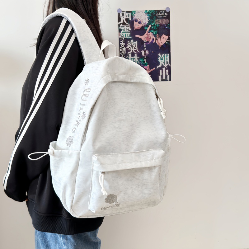 Student Schoolbag Korean Style Solid Color Letter Embroidery Large Capacity Backpack Campus Class Outdoor Travel Backpack Cross-Border