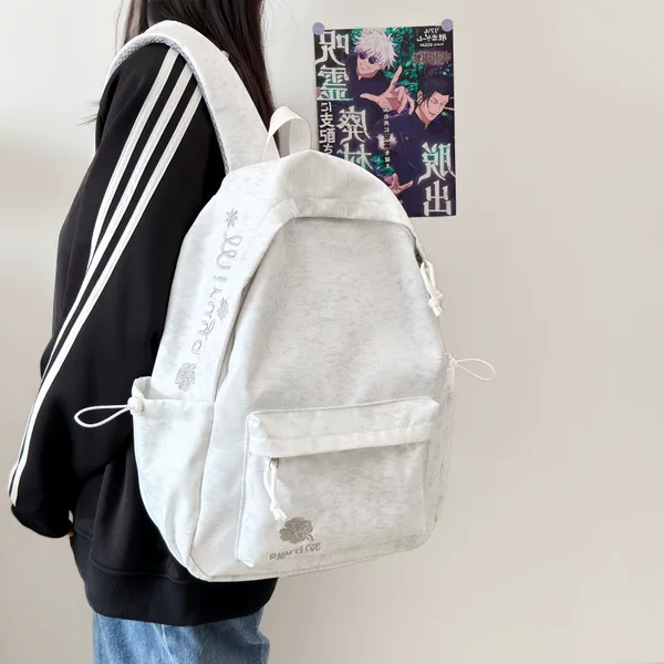 Student Schoolbag Korean Style Solid Color Letter Embroidery Large Capacity Backpack Campus Class Outdoor Travel Backpack Cross-Border