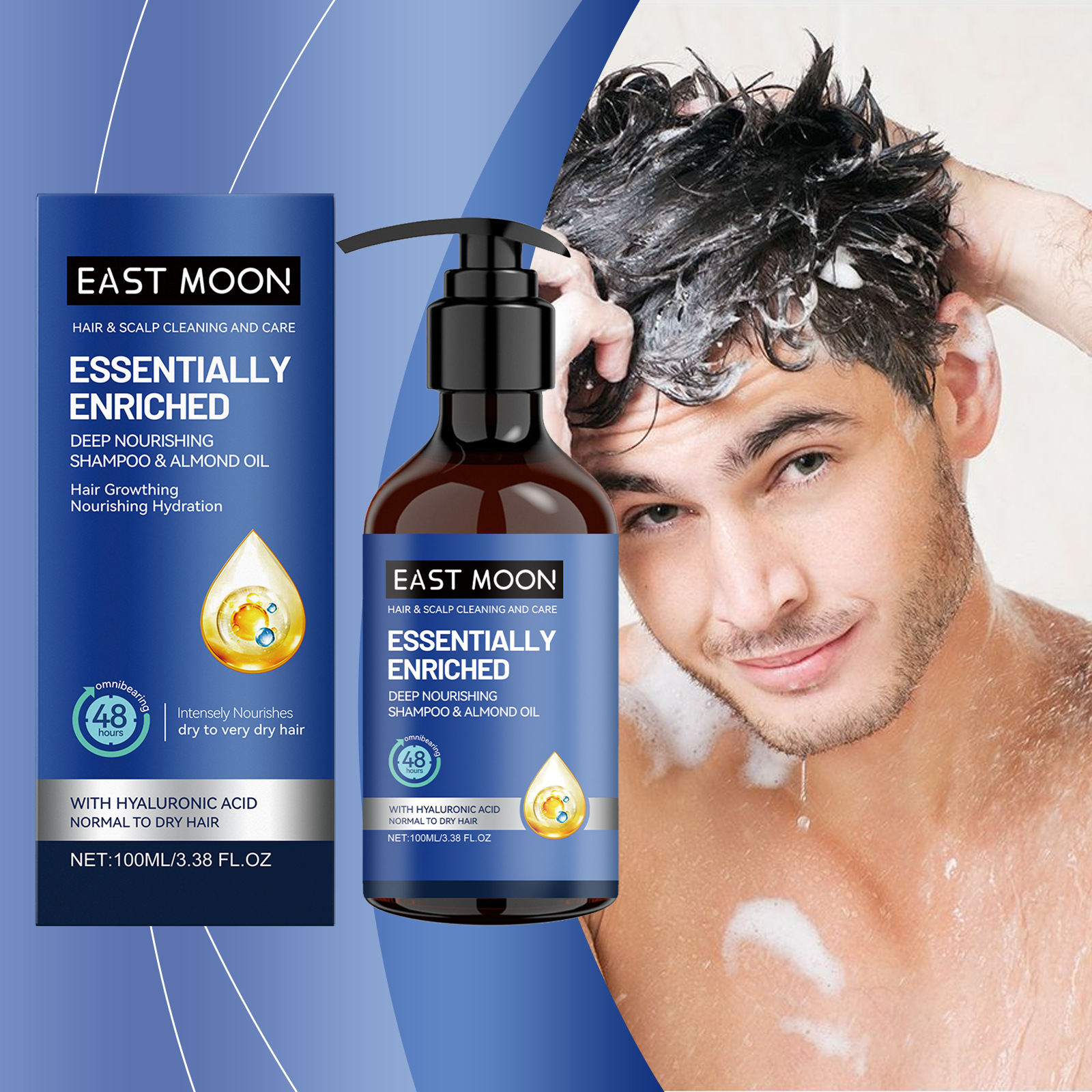 EAST MOON Shampoo per uomo, ammorbidente e nutriente per le radici dei capelli, pulizia profonda del cuoio capelluto, cura dei capelli, shampoo per capelli_voghion.com