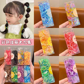 新款儿童彩色一次性皮筋糖果色发圈可爱女童宝宝高弹力橡皮筋发饰