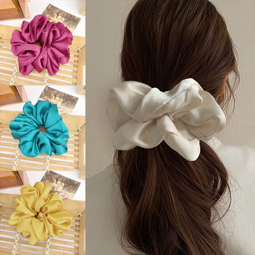Japanese and Korean version of new large oversized hair tie with smooth satin French elegance large intestine cloth hair accessory, Korean influencer hair accessory
