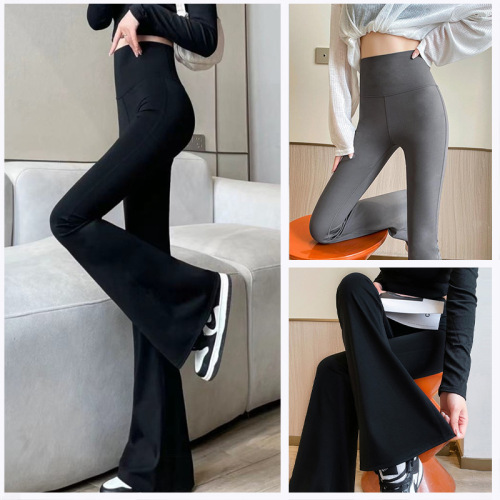 Zhao Lusi-style slightly tapered high-waisted shark pants for women, smooth exercise outerwear shaping abdominal yoga pants