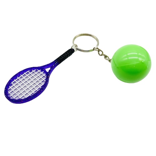 Cross-border latest version of tennis racket keychain pendant simulation mini baseball golf bowling keychain