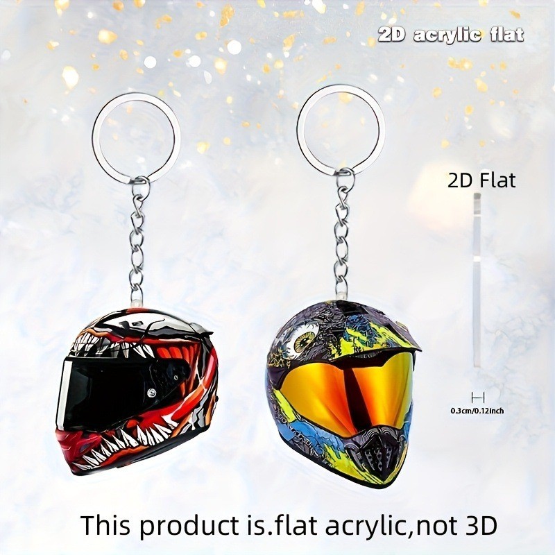 Cross-Border New Product Motorcycle Helmet Acrylic Keychain Backpack Pendant Car Rearview Mirror Flat Pendant Holiday