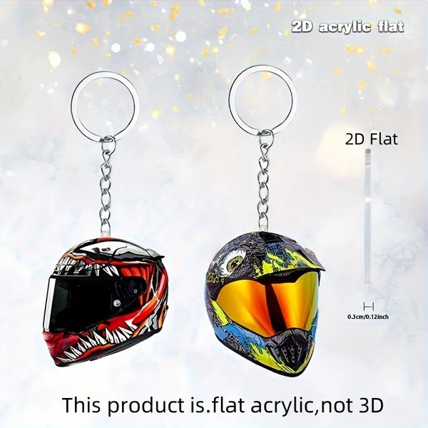 Cross-Border New Product Motorcycle Helmet Acrylic Keychain Backpack Pendant Car Rearview Mirror Flat Pendant Holiday