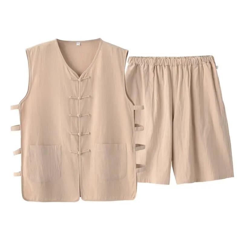 Summer Chinese Style Linen Sleeveless Vest Shorts Men's Thin Waistcoat Vest Tang Suit Mandarin Jacket Chinese Style Vintage Suit Summer Chinese Style Linen Sleeveless Vest Shorts Men's Thin Waistcoat Vest Tang Suit Mandarin Jacket Chinese Style Vintage Suit