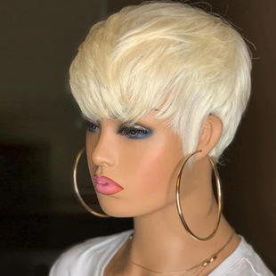 6Inch 613 #   Short Pixie Cut Straight Hair Wig Fully Mechanismed Human Hair