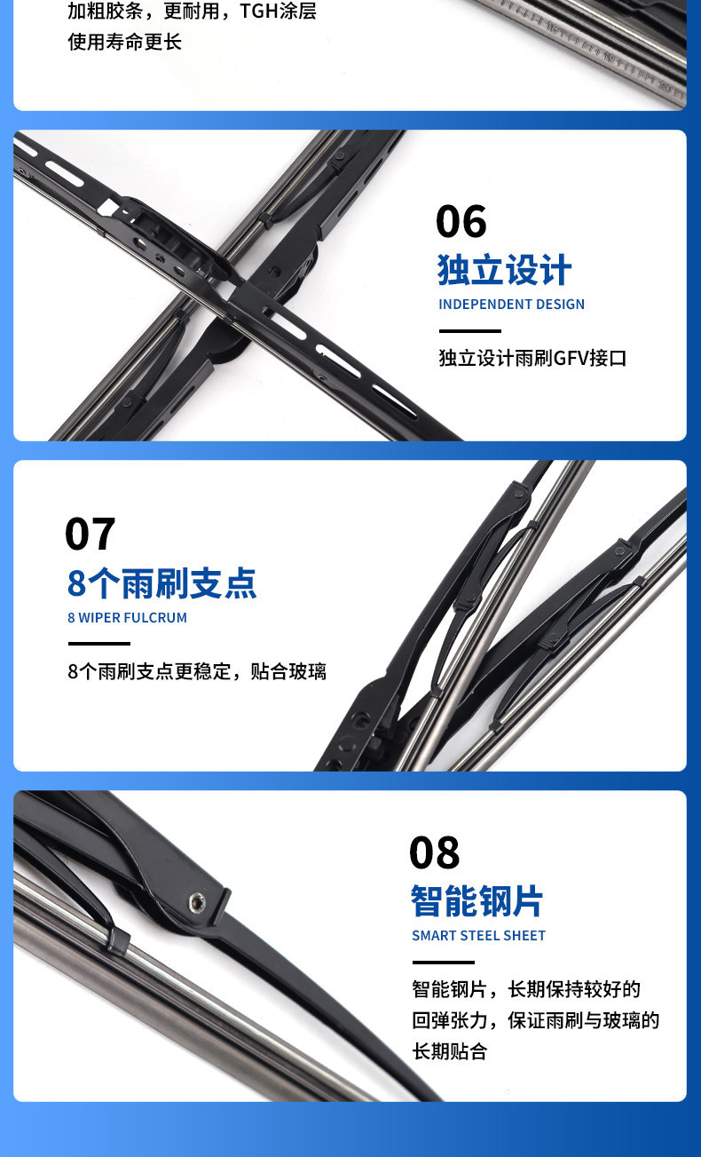 Compatible with Dongfeng Citroën Sega wipers, original 08, 10, 12, 13, 16 models, new wiper blades