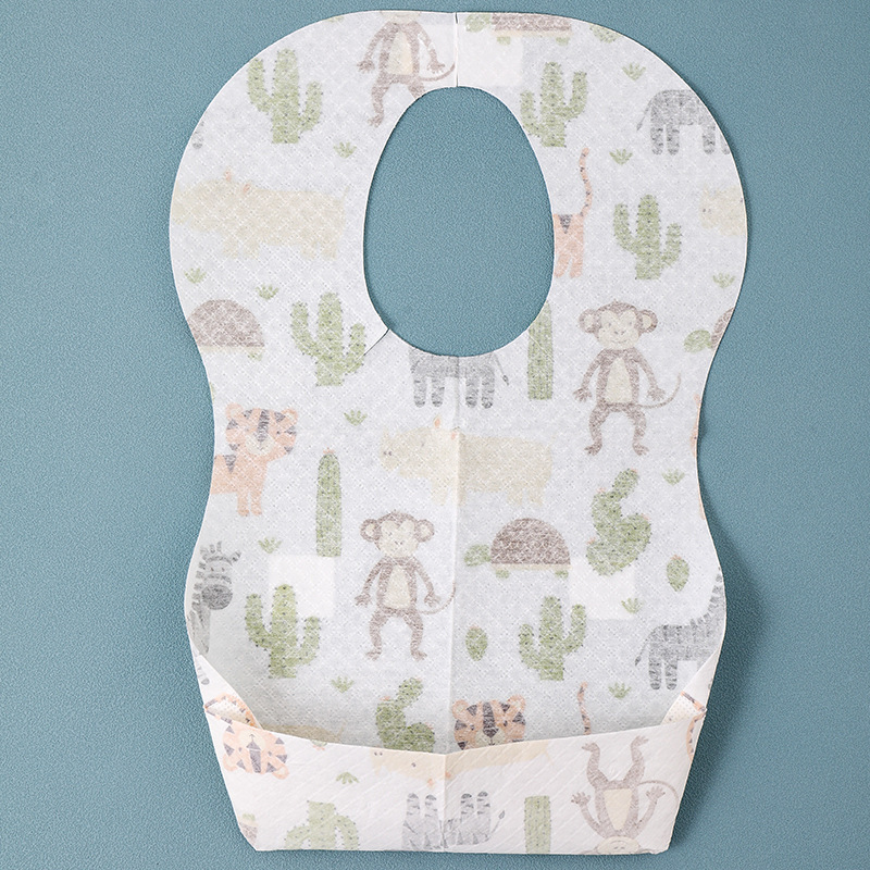 Disposable bib rice pocket non-woven fabric for the elderly and children waterproof and oil-proof LOGO factory direct sales Disposable bib rice pocket non-woven fabric for the elderly and children waterproof and oil-proof LOGO factory direct sales