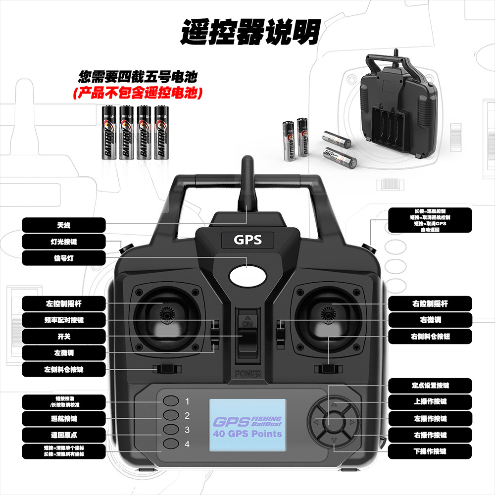 Flytec-V020-GPS_智能定位_三仓投饵_送钩_自