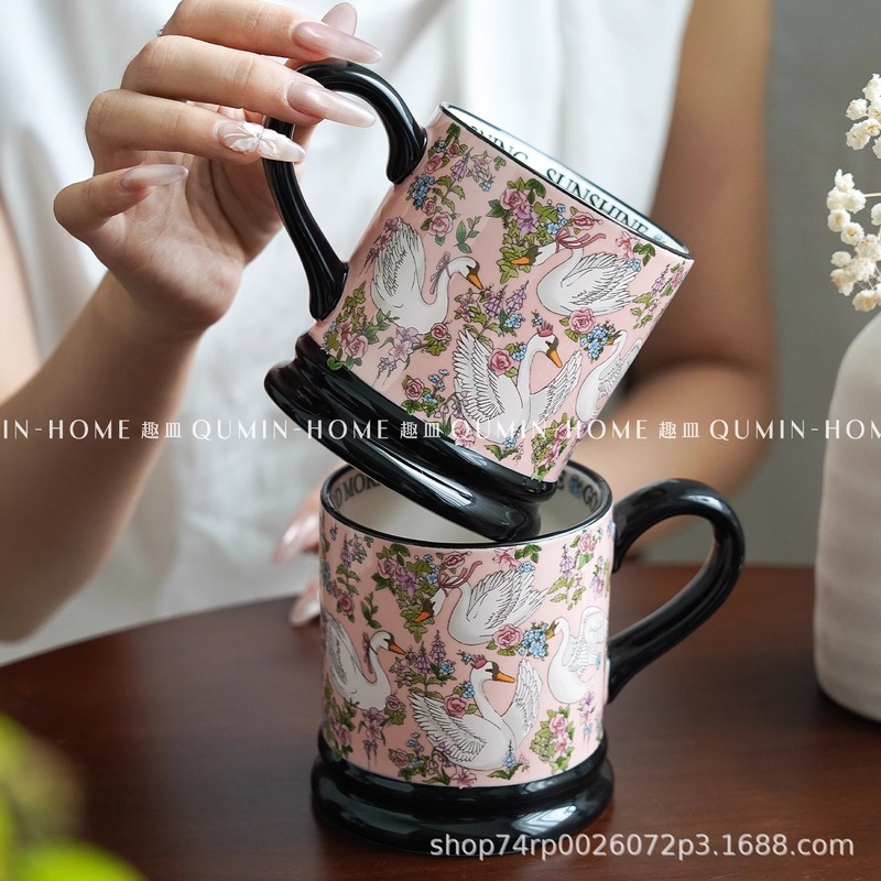 中古风马克杯复古繁花陶瓷杯下午茶咖啡杯子高颜值情侣水杯|undefined