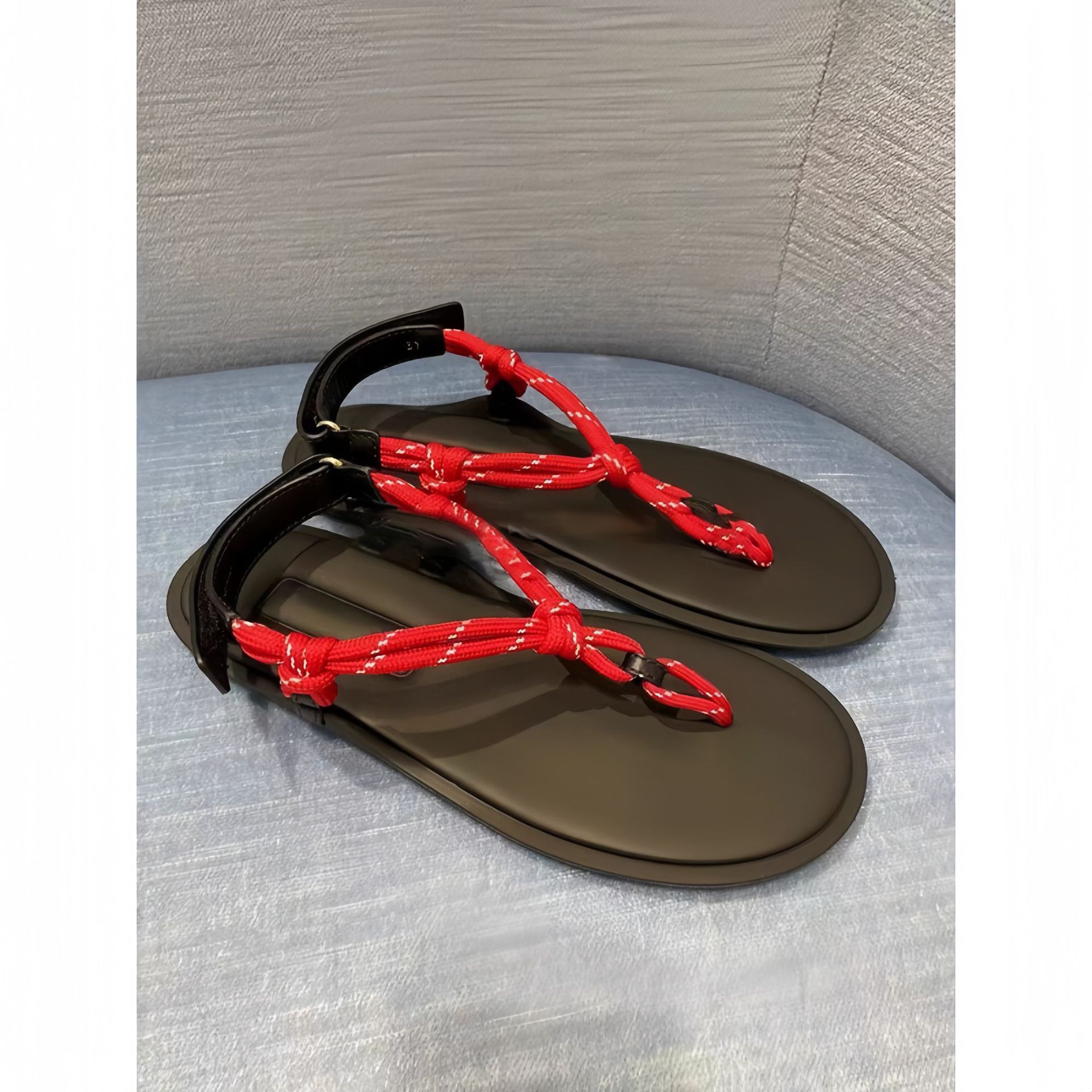 Upgraded ~ Hemp Rope Flat Velcro Flip-Flop Sandals New Thong Toe Lazy All-Match Beach Roman Sandals