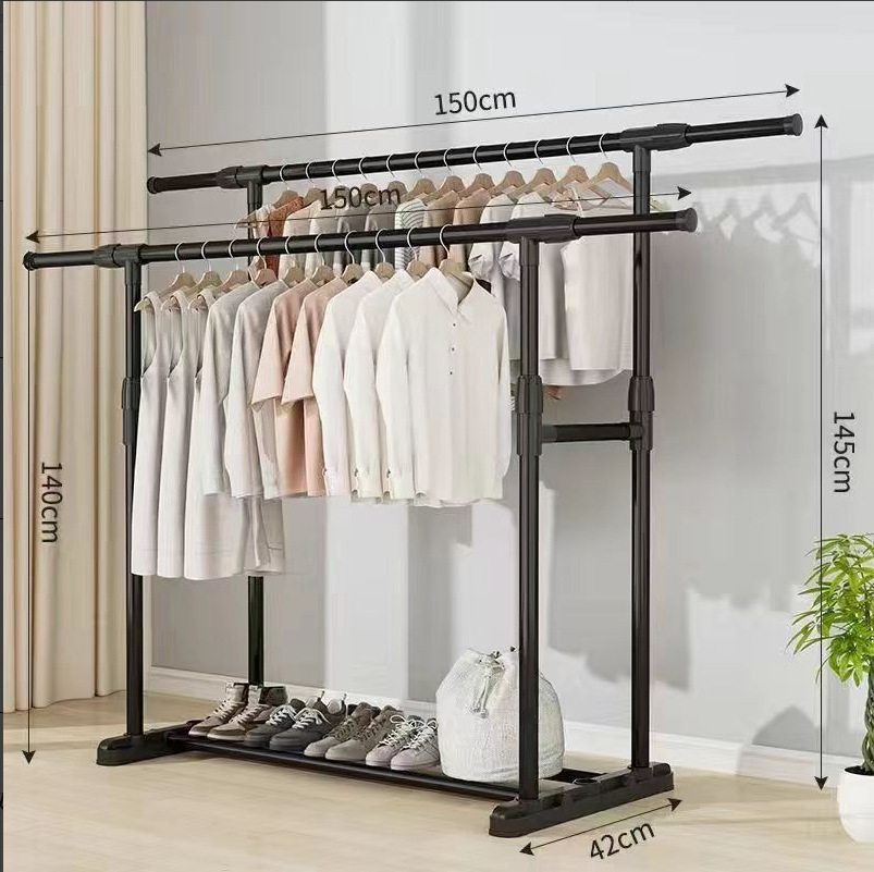 percha de ropa doméstica piso vertical engrosado y engrosado estante de almacenamiento dormitorio balcón una sola fila doble fila percha de ropa