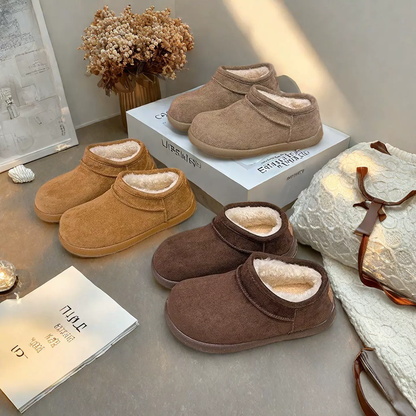 冬季丑萌大头雪地靴女2025秋冬新款小土豆短靴厚底加绒加厚大棉鞋