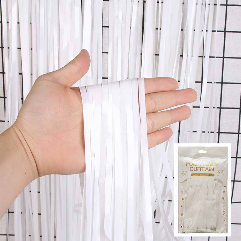 Cortina de lluvia de colores de alto brillo transfronteriza decoración de fiesta de cumpleaños cortina de lluvia láser de macaron brillante de 1*2 m