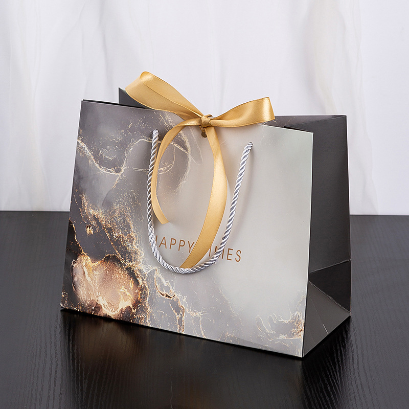 Gilt Marble Gift Bag Handbag Paper Bag Packaging Bag Holiday Gift Bag Clothing Bag Gift Bag Wedding Candy Bag