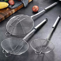 Kitchen and restaurant stainless steel wire leakage mesh oil leakage grid double round reinforced thickened hot pot colander for deep-fried noodles and dregs